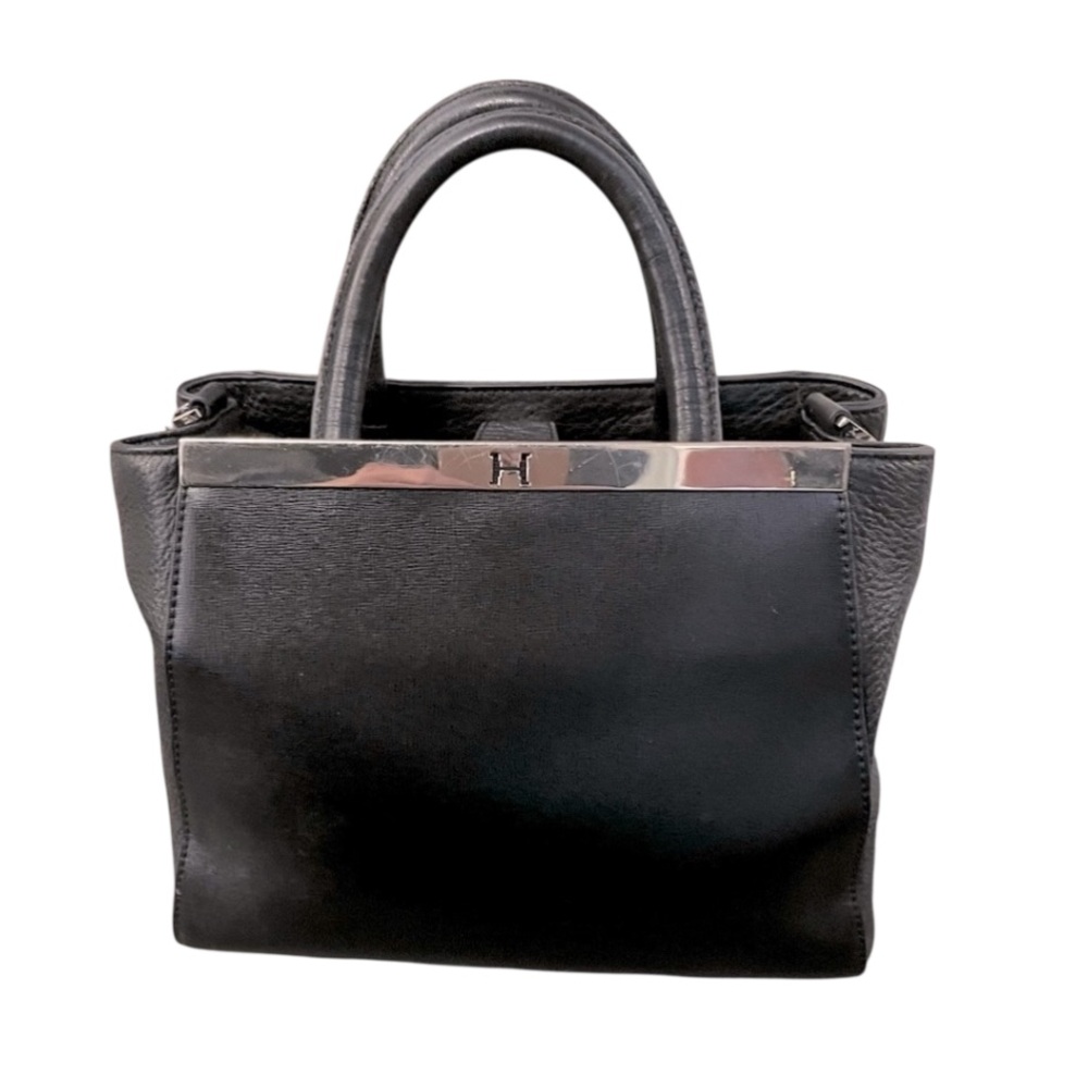 Halston Heritage Black Small Scale Tote Crossbody Shoulder Satchel Purse Bag